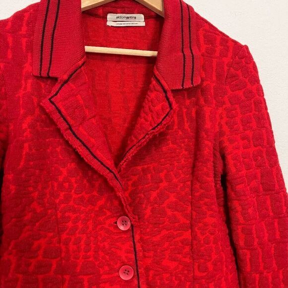 Aldomartins Red Jacquard Textured 3-Button Blazer Jacket Women's Size US 8 - Picture 5 of 7